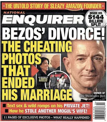  ?? AP ?? US federal prosecutor­s are looking at whether thefeud with Amazon CEO Jeff Bezos violated an agreement that spared the tabloid from charges for paying hush money to amodel who claimed she had an affair with Donald Trump. Bezos alleges that the tried to blackmail him with intimate photos.