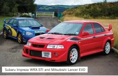  ??  ?? Subaru Impreza WRX-STI and Mitsubishi Lancer EVO