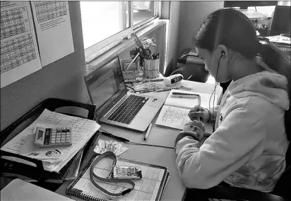  ?? Charles Timtim via AP ?? This photo provided by Charles Timtim shows his daughter, name withheld by parents, doing schoolwork from home in Waipahu, Hawaii, on Sept. 22.