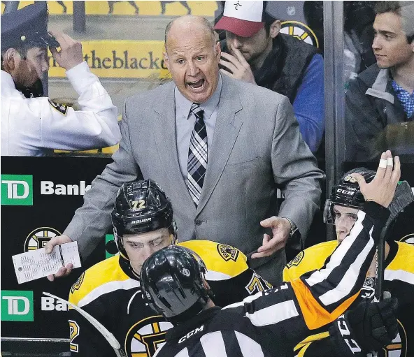  ??  ?? Bruins coach Claude Julien argues with an official during overtime against the Hurricanes in Boston in 2016. This week, the Montreal Canadiens signed Julien to a new deal. — THE ASSOCIATED PRESS FILES