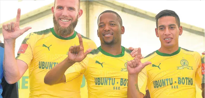  ?? Picture: Gallo Images ?? WATCH THIS SPACE. Sundowns are confident Jeremy Brockie (left), Aubrey Ngoma and Gaston Sirino will form a feared combinatio­n in the Brazilians’ line-up.