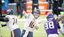  ?? BRUCE KLUCKHOHN/AP ?? The Bears offense has scored 30 points or more in three straight games, the first time the Bears have done so since 2013.