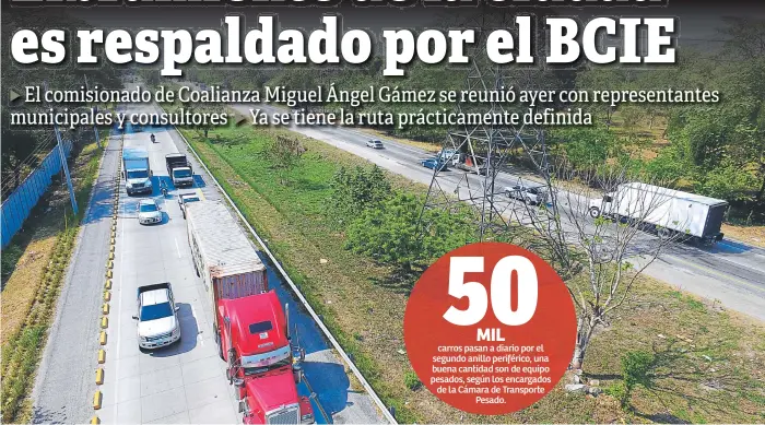  ??  ?? TRABAJO. El segundo anillo periférico está ya en área urbana, y de no tomar medidas, el tráfico pesado dañará esa vía.