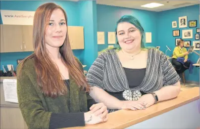  ?? CHRIS SHANNON/CAPE BRETON POST ?? Katelyn Morris of Coxheath and Stacy Fraser of New Waterford were two of 11 graduates from the women’s transition to employment program at the Ann Terry Society in Sydney. The program participan­ts, who spent 12 weeks in a work placement, held a small...