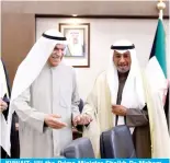  ?? ?? KUWAIT: HH the Prime Minister Sheikh Dr Mohammad Sabah Al-Salem Al-Sabah and National Assembly Speaker Ahmad Al-Saadoun share a light moment on Jan 21, 2024.
