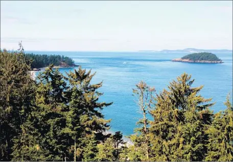  ?? Photograph­s by Brian E. Clark ?? AN OLD-GROWTH Douglas fir on Whidbey Island provides a lofty vantage point to take in the forest and the San Juan Islands.