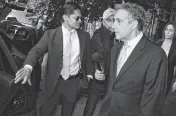  ?? ANTHONY BEHAR Sipa USA ?? Michael Cohen, former lawyer for Donald Trump, leaves his apartment building Monday, heading to Manhattan criminal court in New York to testify in the hush money trial against former President Donald Trump.