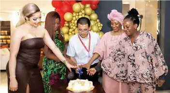  ?? ?? Media personalit­y, Miss Nengi Rebecca Hampson ( left); Chief Executive Officer/ Creative Director Essential Interior Consulting, Mrs Titi Ogufere; Manager Tastylife, Mr Jacky Xu, Chief Executive Officer IO Furniture, Mrs Munira Shonibare and Head of Digital Marketing and retail, Mrs Abimbola Oshibodu during the event.