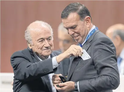  ??  ?? Juan Angel Napout, right, and Sepp Blatter.