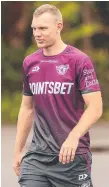  ?? Picture: Julian Andrews ?? Tom Trbojevic arrives at Manly training on Monday.