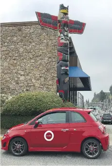  ?? PHOTOS: A.R. BAILIE ?? Modo’s Fiat 500 Abarth coupe is tough to miss at Eagle Harbour in West Vancouver.