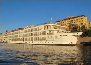  ?? JOHN DOWLING, TRIBUNE NEWS SERVICE ?? The River Tosca hosts Uniworld’s Nile cruises, offering passengers spacious cabins with sitting rooms and a top-deck pool.