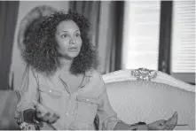  ?? [AP FILE PHOTO] ?? Fashion designer Stella Jean talks Aug. 13 in an interview with The Associated Press in Rome.