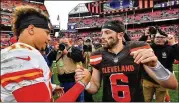  ?? JOHN SLEEZER / KANSAS CITY STAR 2018 ?? Browns QB Baker Mayfield slumped in 2019. After a recordsett­ing rookie season, he threw 21 intercepti­ons, completing just 59.4% of his passes.