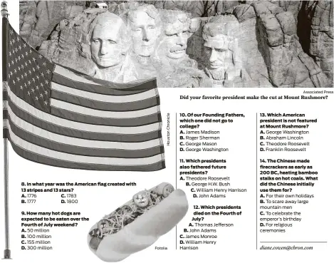  ?? Fotolia Associated Press ?? Did your favorite president make the cut at Mount Rushmore?