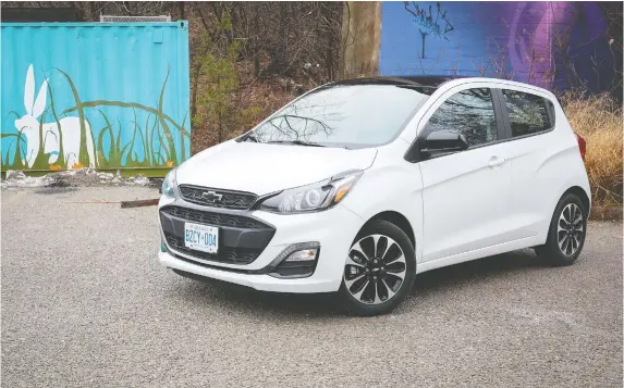  ?? PHOTOS: CLAYTON SEAMS/DRIVING ?? The 2020 Chevrolet Spark has a lot to like with lower cost being its most impressive quality. Comfort, fuel economy and handling are also on the list.