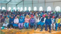  ?? PHOTO: SUPPLIED ?? Farm dwellers attend an imbizo arranged by the provincial government and the national Department of Land Reform and Rural Developmen­t represente­d by Minister Thoko Didiza in Howick on Sunday.