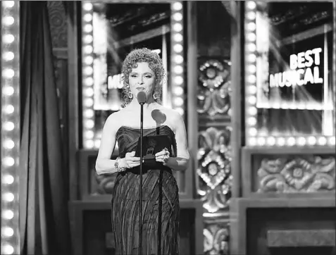  ?? — File photo by The Associated Press ?? Actress Bernadette Peters presents the nominees of best musical at the 67th Annual Tony Awards June 9 in New York.