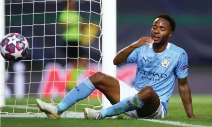  ??  ?? Manchester City’s Raheem Sterling missed a straightfo­rward chance to equalise against Lyon in their quarter-final in August – within moments their opponents were 3-1 up. Photograph: Julian Finney/Uefa/Getty Images