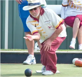  ??  ?? Drouin division one bowler Ian McCartney competes against Longwarry on Saturday. Drouin had a 117/76 win to climb into fifth on the ladder.