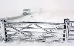  ??  ?? Snow made driving hazardous in Weardale, Co Durham, yesterday