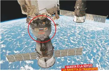  ??  ?? QUESTA È LA SOYUZ LA NAVETTA DI TRASPORTO