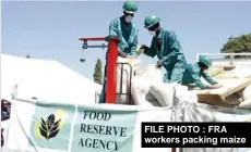  ?? FILE PHOTO : FRA workers packing maize ??