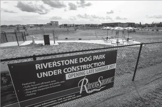  ?? Herald photo by Ian Martens ?? The RiverStone Dog Park, at the corner of RiverGlen Link and University Drive West, is scheduled to open in the next few weeks. @IMartensHe­rald