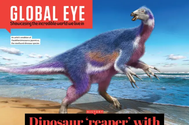  ?? ?? An artist’s rendition of Paralither­izinosauru­s japonicus, the newfound dinosaur species