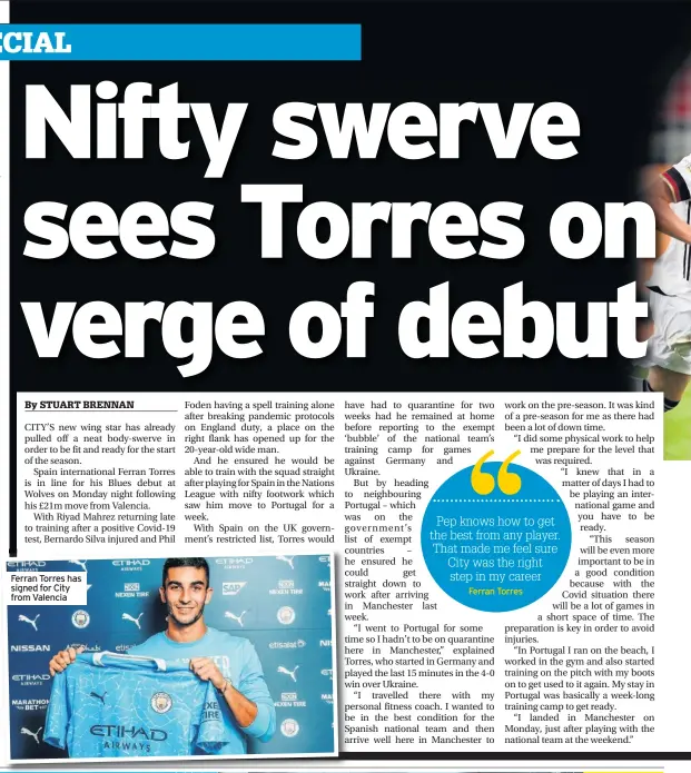  ??  ?? Ferran Torres has signed for City from Valencia