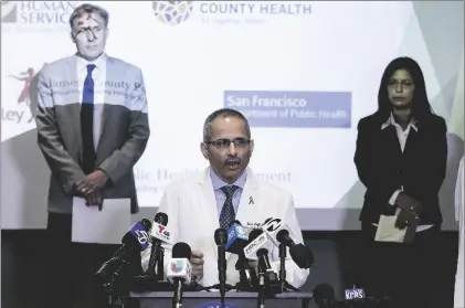  ?? DAI SUGANO/BAY AREA NEWS GROUP ?? In this 2020 file photo, Tomas Aragon, the health officer for the city and county of San Francisco, speaks during a news conference in San Jose, Calif.