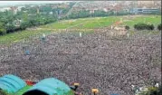  ?? PTI ?? Aerial view of RJD's rally 'BJP Bhagao, Desh Bachao' at Gandhi Maidan in Patna on Sunday.