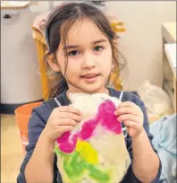  ??  ?? Alexandra Fraser, 7, of Sydney was one of the children taking part in a Kids Fibre & Indigo Natural Dying class being held at the Cape Breton Centre for Craft and Design on Monday.