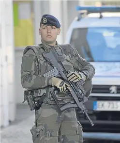  ?? Picture: Getty. ?? The army secured the area where a car was driven into six soldiers yesterday morning.