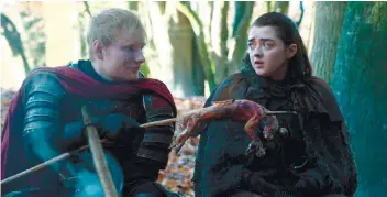  ??  ?? CONTROVERS­IAL. One of the most controvers­ial “Game of Thrones” scenes in Season 7 was the appearance of Ed Sheeran as a Lannister soldier. He shared screen time with Maisie Williams who plays Arya Stark in the series.