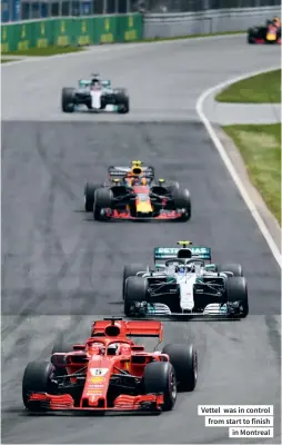  ??  ?? Vettel was in control from start to finish in Montreal