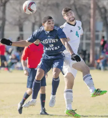  ?? GREG PENDER ?? Jacob Powell, right, is the new captain of the University of Saskatchew­an Huskies, who open a new Canada West men’s soccer season Saturday and Sunday afternoon at home against the Lethbridge Pronghorns.