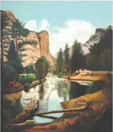  ??  ?? Above: “Yosemite Landscape” (1913), by Emma Michalitsc­hke, is startlingl­y gorgeous.