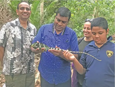  ?? Photo: Laisa Lui ?? From left: Permanent Secretary for Environmen­t Joshua Wycliffe, Minister for Agricultur­e, Waterways and Environmen­t, Mahendra Reddy and Director Environmen­t Sandeep Singh on Yadua Taba Island on May 21,2020.