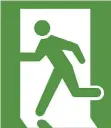  ??  ?? The new sign that’s now the only option for any new buildings in B.C. built since 2012 is a greenand-white pictogram that depicts a human figure fleeing toward an open door.