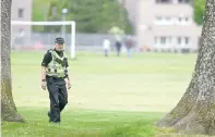  ??  ?? Police dispersed a small number of protesters against the lockdown in Bught Park, Inverness, on Saturday