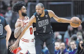  ?? Paul Beaty The Associated Press ?? Forward Kevin Durant is headed to his fourth franchise after his trade to the Phoenix Suns. Durant is a former MVP and a 13-time All-star.