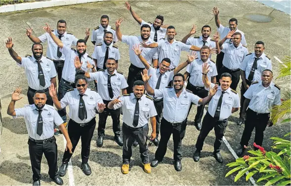  ?? Photo: Wati Talebula-Nuku ?? Lisa-Thea Kashari (front second from left) with fellow students from Papua New Guinea who graduated from a Certificat­e of Competency (COC) Class 3, on January 22, 2021.