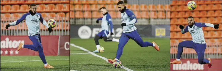  ?? FOTOS: AT. MADRID ?? Memphis Depay se ejercitó a las órdenes de Diego Pablo Simeone en la Ciudad Deportiva de Majadahond­a Este sábado se espera su debut en casa contra el Real Valladolid y podría medirse la próxima semana al Barça en la Copa