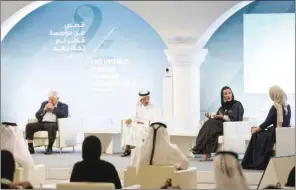 ?? ?? Her Highness Sheikha Moza participat­es in “Untold Stories of QF” discussion. PICTURE: AR Al-Baker