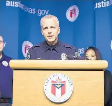  ?? Ricardo B. Brazziell Associated Press ?? AUSTIN POLICE Chief Brian Manley speaks Friday about taking the department’s Explorers off the streets over safety concerns.