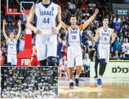  ?? (FIBA/Courtesy) ?? THE ISRAEL Under-20 national team celebrates after beating Spain 92-84 last night in the European Championsh­ip final in Tel Aviv to capture its second straight title.