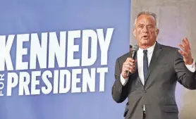  ?? MARIO TAMA/GETTY IMAGES ?? Seven months from the election, Robert F. Kennedy Jr. has the support of 12% of likely voters, according to a RealClearP­olitics poll average – not enough to make him a serious contender but more than enough to swing battlegrou­nd states.