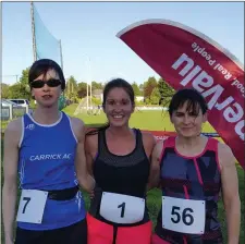  ??  ?? Michelle Lannon Carrick AC ( 3rd place), Zola Flynn Calry AC ( 1st place) and Audrey Colreavy Sligo AC ( 2nd place).