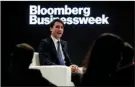  ?? The Canadian Press ?? Prime Minister Justin Trudeau is interviewe­d by Bloomberg Editor-in-Chief John Micklethwa­it in Toronto on Thursday.